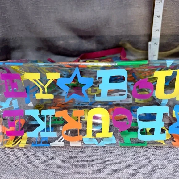 Dooney & Bourke Clear Multicolor Letter Print Tote with Pink Handles - Picture 5 of 5